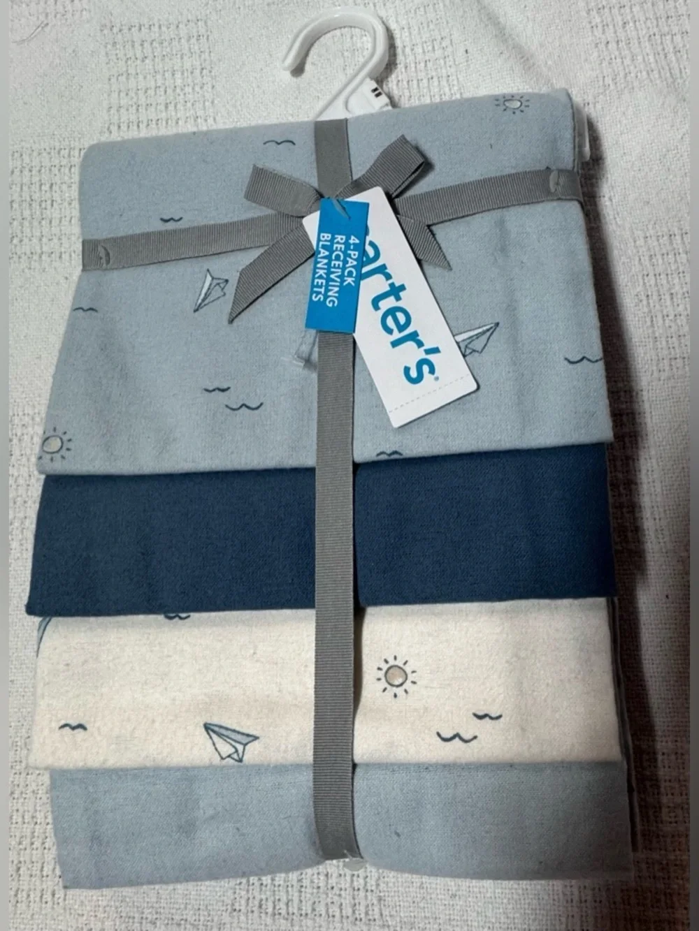Baby Boy New Carter's 4PK Paper Airplane Receiving Blankets